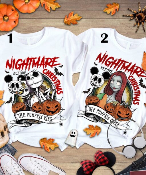 Vintage Jack and Sally Shirt | Halloween Couple Matching Tee | Nightmare Before Christmast Characters Shirt | Halloween Party