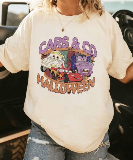 Cars Halloween Shirt | Retro Cars Land Spooky Season Halloween Shirt | Lightning McQueen Halloween Trick Or Treat Shirt |