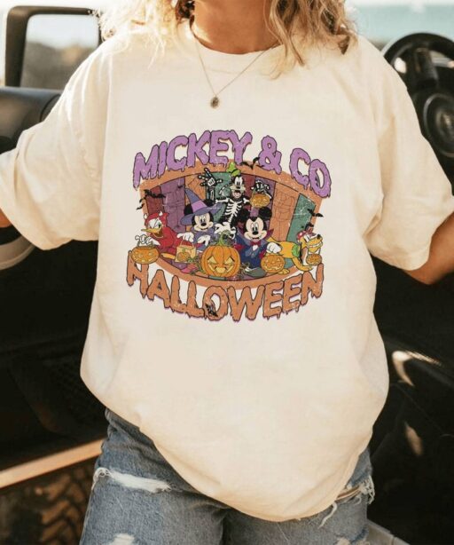 Mickey And Friends Halloween Shirt | Retro Mickey Minnie Spooky Season Halloween Shirt | Minnie Halloween Trick Or Treat Shirt |