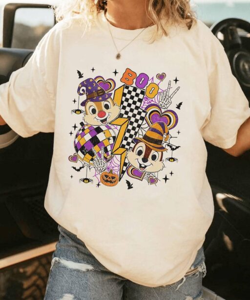 Chip And Dale Halloween Shirt | Chip Dale Checkered Boo Halloween, Mickey's Not So Scary Halloween Party 2023 | Family Halloween Trip