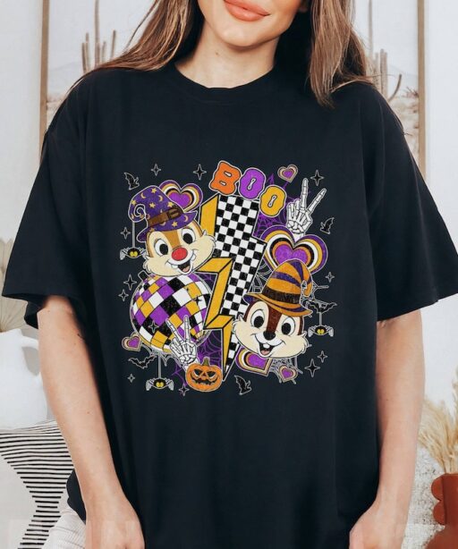 Chip And Dale Halloween Shirt | Chip Dale Checkered Boo Halloween, Mickey's Not So Scary Halloween Party 2023 | Family Halloween Trip