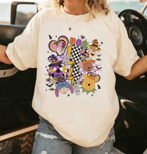 Pooh and Friends Halloween Shirt | Pooh Bear Checkered Boo Halloween, Mickey's Not So Scary Halloween Party 2023 | Family Halloween Trip