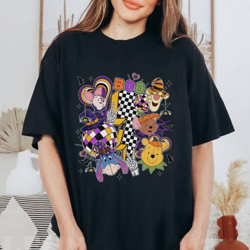 Pooh and Friends Halloween Shirt | Pooh Bear Checkered Boo Halloween, Mickey's Not So Scary Halloween Party 2023 | Family Halloween Trip