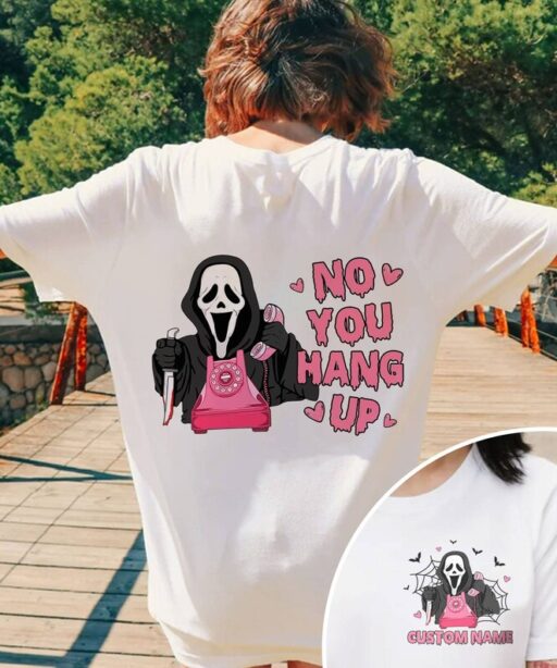 Ghost Face Chat Halloween Shirt | Scream Movie Shirt | Horror Halloween Shirt | Ghost No You Hang Up Halloween Party Shirt |