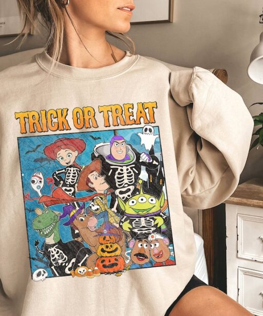 Vintage Toy Story Sketch Halloween Shirt | Woody Buzz Lightyear Trick or Treat Shirt | Toy Story Shirt | Family Halloween Shirt