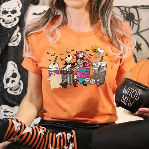 The Nightmare Before Christmas Halloween Coffee Shirt | Oogie Boogie Bash Halloween Party 2023 Shirt | Jack Skellington Sally Coffee shirt