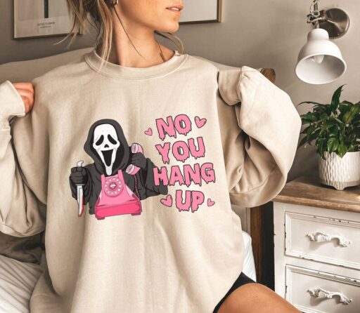 No You Hang Up Shirt Ghost Face Shirt Funny Ghost Face Tee | Horror Halloween Shirt | Retro 90s Scream Movie Shirt