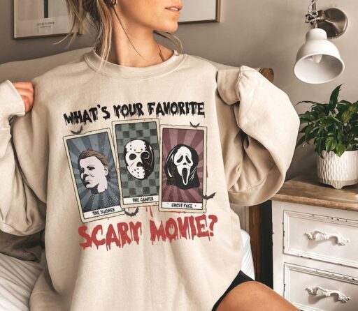 Horror Characters Tarot Card Shirt | Horror Halloween Shirt | Michael Myers Ghost Face Jason Voorhees Shirt | Scary Movie Shirt