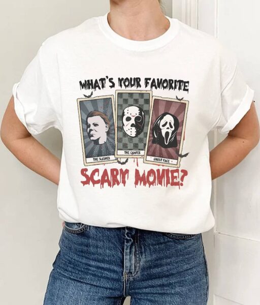 Horror Characters Tarot Card Shirt | Horror Halloween Shirt | Michael Myers Ghost Face Jason Voorhees Shirt | Scary Movie Shirt