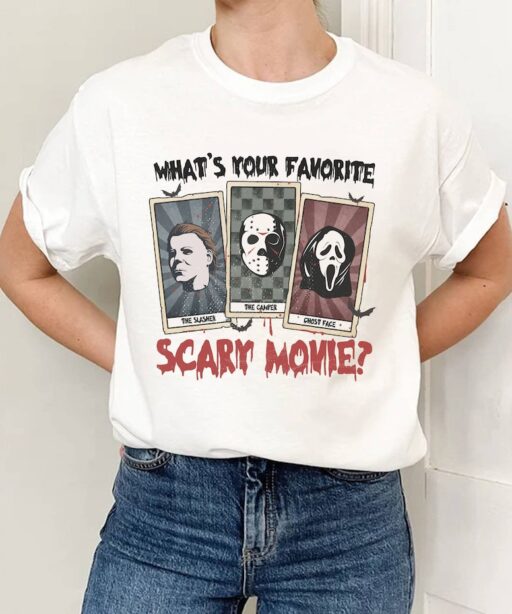 Horror Characters Tarot Card Shirt | Horror Halloween Shirt | Michael Myers Ghost Face Jason Voorhees Shirt | Scary Movie Shirt