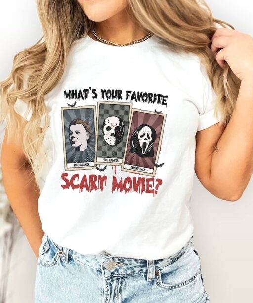 Horror Characters Tarot Card Shirt | Horror Halloween Shirt | Michael Myers Ghost Face Jason Voorhees Shirt | Scary Movie Shirt