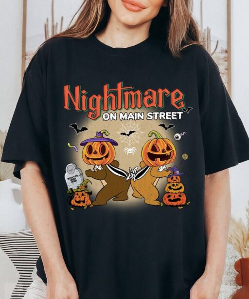 Vintage Chip And Dale Halloween Pumpkin Shirt | Chip Dale Nightmare on Mainstreet Shirt | WDW Spooky Season Trick or Treat