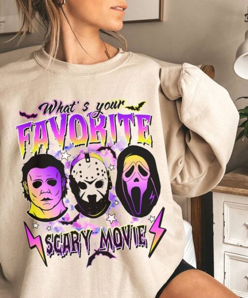 Horror Halloween Characters Shirt | Jason Voorhees Michael Myers Ghost Face Shirt | What Is Your Favorite Scary Movie | Horror Movie Shirt