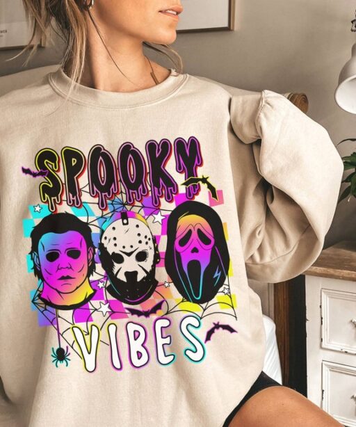 Horror Halloween Characters Shirt | Jason Voorhees Michael Myers Ghost Face Shirt | Spooky Vibes Shirt | Horror Movie Shirt