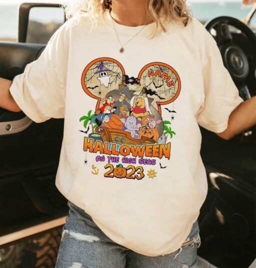 Retro Disneyland Halloween Family Shirt | Family Halloween Vacation Shirt | Pooh And Friends Halloween Sweatshirt | Halloween Cruise Shirt