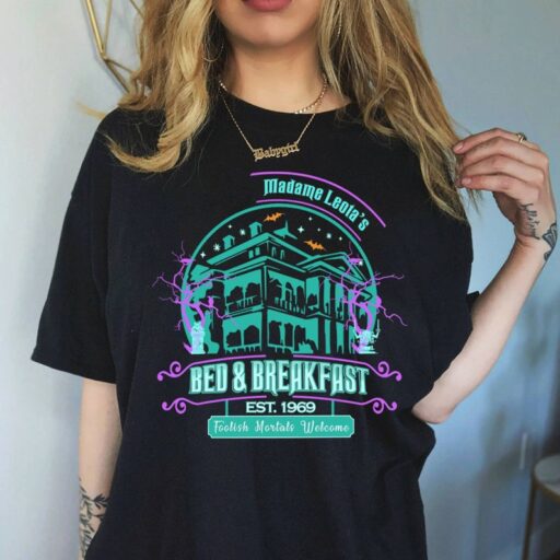 Retro Madame Leota’s Bed and Breakfast Shirt | Foolish Mortals Welcome T-shirt | Haunted Mansion Sweatshirt | Hitch Hiking Ghosts Tee