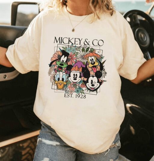 Vintage Floral Mickey & Co Est 1928 Shirt | Mickey and Friends Halloween Shirt | Trick Or Treat Shirt | Trip Shirt