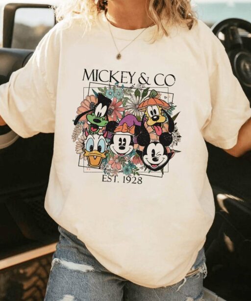 Vintage Floral Mickey & Co Est 1928 Shirt | Mickey and Friends Halloween Shirt | Trick Or Treat Shirt | Trip Shirt