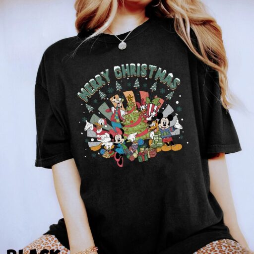 Vintage Mickey and Friends Merry Christmas 2023 Sweatshirt, Mickey And Friends, Minnie, Donald, Goofy, Pluto, Daisy, Mickey Mouse Christmas