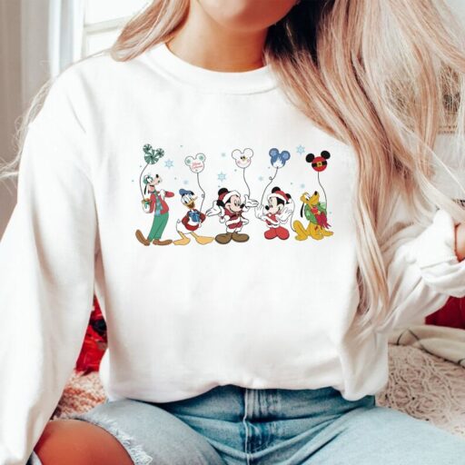 Vintage Disney Christmas Vintage Shirt Sweatshirt, Mickey And Friends Xmas Shirt, Disney Christmas Balloons Shirt, Mickey Ears Balloon Shirt