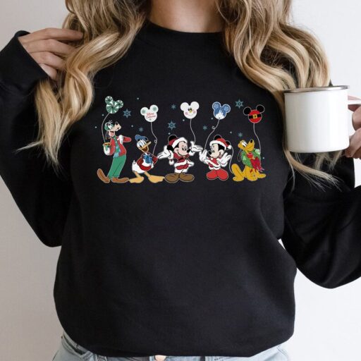 Vintage Disney Christmas Vintage Shirt Sweatshirt, Mickey And Friends Xmas Shirt, Disney Christmas Balloons Shirt, Mickey Ears Balloon Shirt