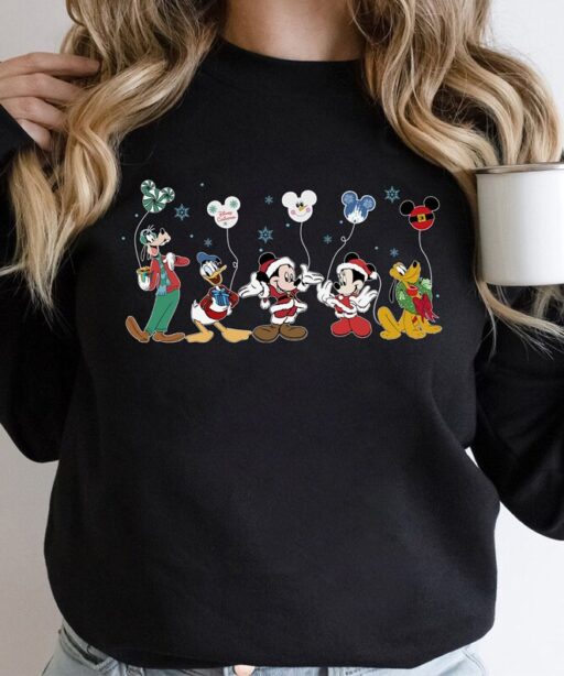 Vintage Disney Christmas Vintage Shirt Sweatshirt, Mickey And Friends Xmas Shirt, Disney Christmas Balloons Shirt, Mickey Ears Balloon Shirt