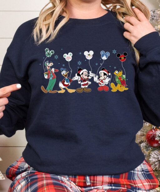 Vintage Disney Christmas Vintage Shirt Sweatshirt, Mickey And Friends Xmas Shirt, Disney Christmas Balloons Shirt, Mickey Ears Balloon Shirt