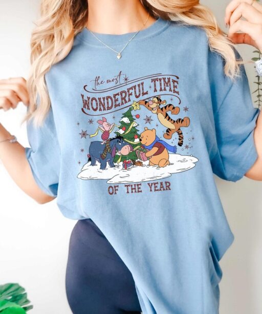 The Most Wonderful Time Of The Year Winnie The Pooh Christmas Lights Sweatshirt, Winnie The Pooh Christmas Tree Sweatshirt, Pooh Sweatshirt