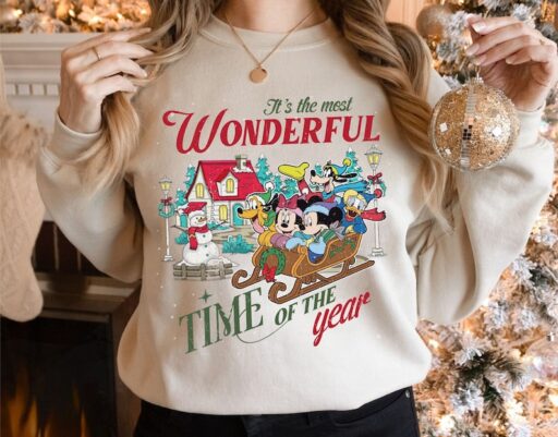 It's The Most Wonderful Time Of The Year Disney Christmas Shirt, Vintage Disney World Disneyland Shirt, Mickey & Friends Christmas Shirt