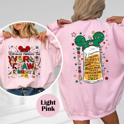 Drinking Around The World Crawl Christmas Sweatshirt, Epcot World Tour Shirt, Mickey & Friends Disney Drinking Team Shirt,Epcot Center Shirt