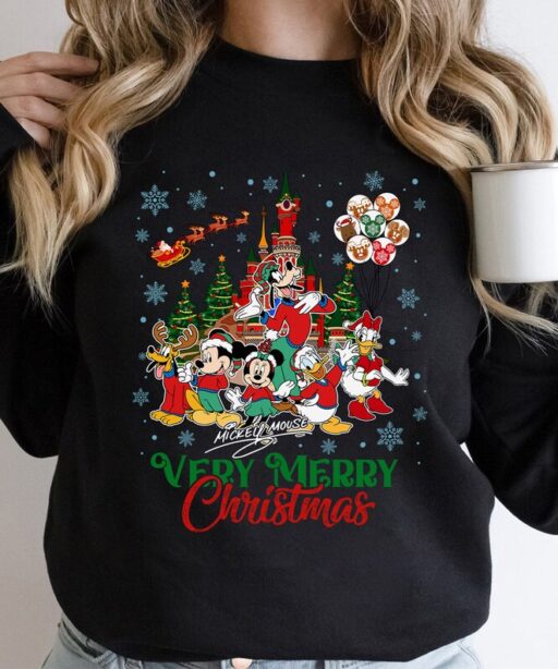 Mickey's Very Merry Christmas Party Family Matching Sweater, Disney Santa Mickey And Minnie Xmas Tee, Disneyland Vacation Holiday Gift Tee