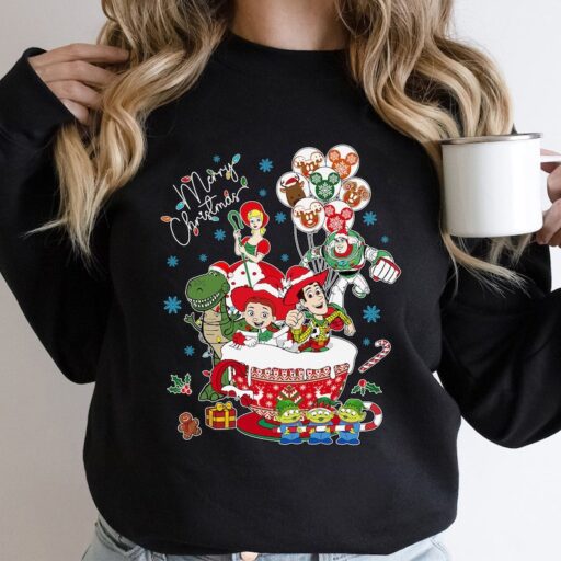 Toy Story Tea Cup Christmas Shirt, Toy Story Family Shirts, Disney Balloon Shirt, Christmas Light Tee, Toy Story Land Shirt, Matching Xmas