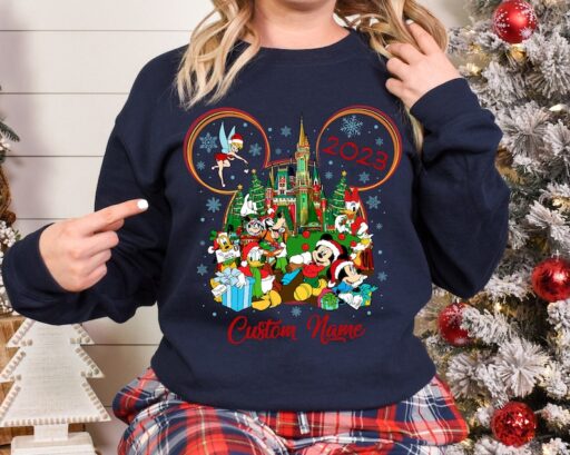 Personalized Disney Christmas 2023 Shirt, Mickey and Friends Christmas Tree, Disney Family Very Merry Christmas Party, Disney Castle Shirt