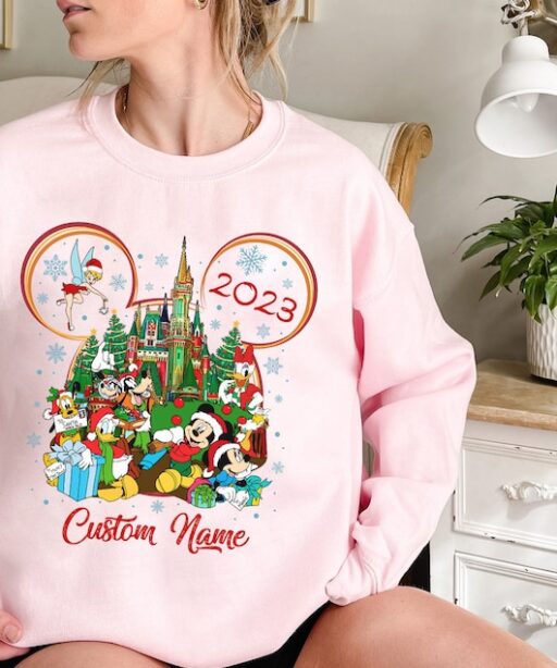 Personalized Disney Christmas 2023 Shirt, Mickey and Friends Christmas Tree, Disney Family Very Merry Christmas Party, Disney Castle Shirt