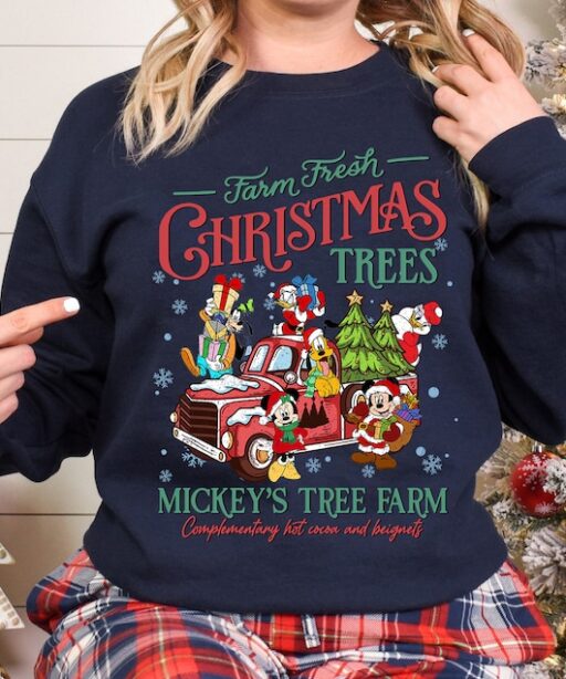 Retro Disney Farm Fresh Shirt, Mickey's Tree Farm, Mickey And Friends Christmas, Christmas Disney Family, Disneyworld Shirts Christmas Gift