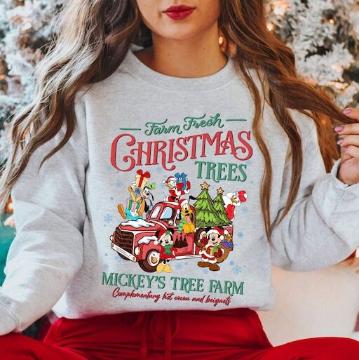 Retro Disney Farm Fresh Shirt, Mickey's Tree Farm, Mickey And Friends Christmas, Christmas Disney Family, Disneyworld Shirts Christmas Gift