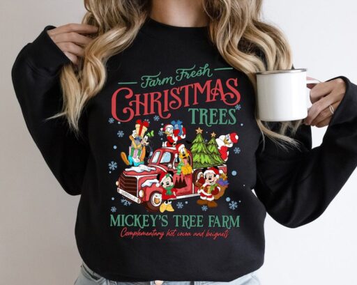 Retro Disney Farm Fresh Shirt, Mickey's Tree Farm, Mickey And Friends Christmas, Christmas Disney Family, Disneyworld Shirts Christmas Gift