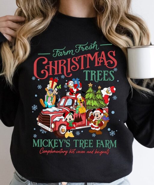 Retro Disney Farm Fresh Shirt, Mickey's Tree Farm, Mickey And Friends Christmas, Christmas Disney Family, Disneyworld Shirts Christmas Gift