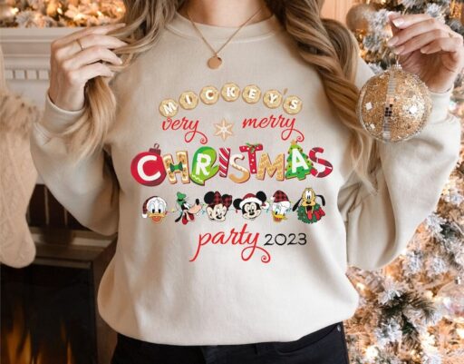 Christmas Customized Family Shirt, Mickey's Very Merry Christmas Party 2023 Tee, Christmas Squad Sweater, Custom Name Disney Christmas Shirt