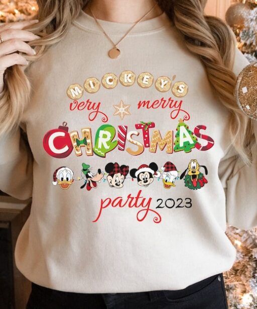 Christmas Customized Family Shirt, Mickey's Very Merry Christmas Party 2023 Tee, Christmas Squad Sweater, Custom Name Disney Christmas Shirt