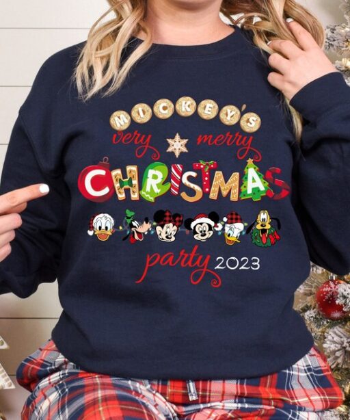 Christmas Customized Family Shirt, Mickey's Very Merry Christmas Party 2023 Tee, Christmas Squad Sweater, Custom Name Disney Christmas Shirt