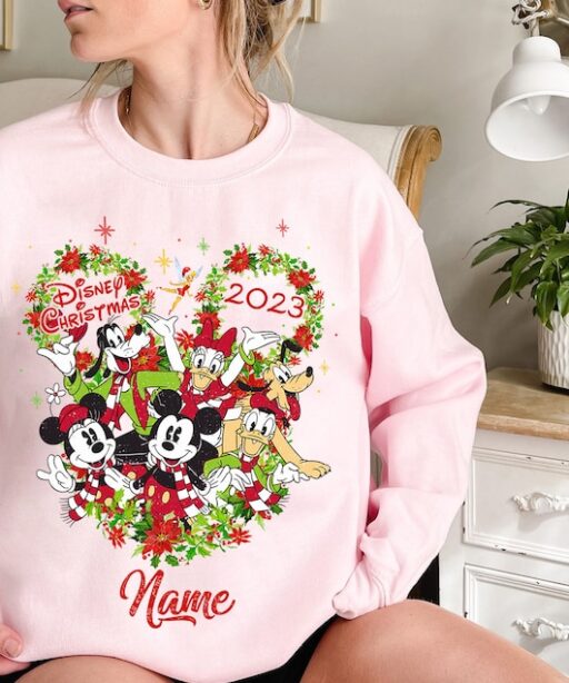 Personalized Mickey & Friends Globe Family Christmas Sweatshirt, Mickey's Very Merry Christmas Party 2023 Shirt,Disney World Christmas Shirt