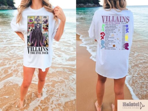 Comfort Color Retro Disney Villains Evil Tour 2 Sides Shirt,Disney Villains Characters Concert Music Shirt,Disney Evil Friends 2023 Matching