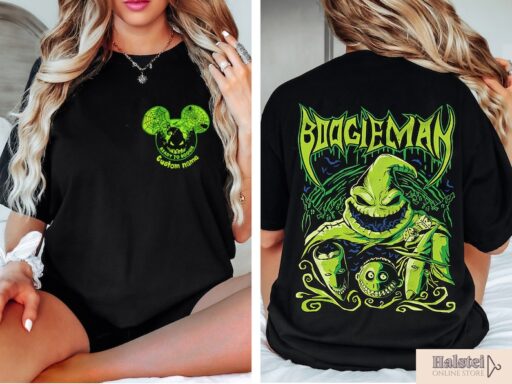 Disney Halloween Let's Oogie Boogie 2 Sides Shirt, Personalized Mickey Ears The Nightmare Before Christmas, Disney Halloween Shirt