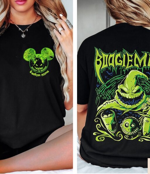 Disney Halloween Let's Oogie Boogie 2 Sides Shirt, Personalized Mickey Ears The Nightmare Before Christmas, Disney Halloween Shirt