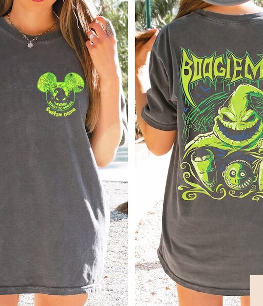 Disney Halloween Let's Oogie Boogie 2 Sides Shirt, Personalized Mickey Ears The Nightmare Before Christmas, Disney Halloween Shirt