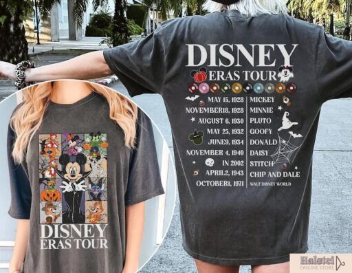 Vintage Disney Eras Tour 2 Sides Shirt, Mickey and Friends Halloween Shirt, Disney Concert Music Shirt, Mickey Eras Tour Shirt, Disney Shirt