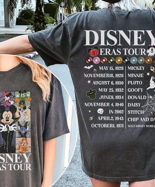 Vintage Disney Eras Tour 2 Sides Shirt, Mickey and Friends Halloween Shirt, Disney Concert Music Shirt, Mickey Eras Tour Shirt, Disney Shirt