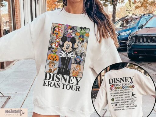 Vintage Disney Eras Tour 2 Sides Shirt, Mickey and Friends Halloween Shirt, Disney Concert Music Shirt, Mickey Eras Tour Shirt, Disney Shirt