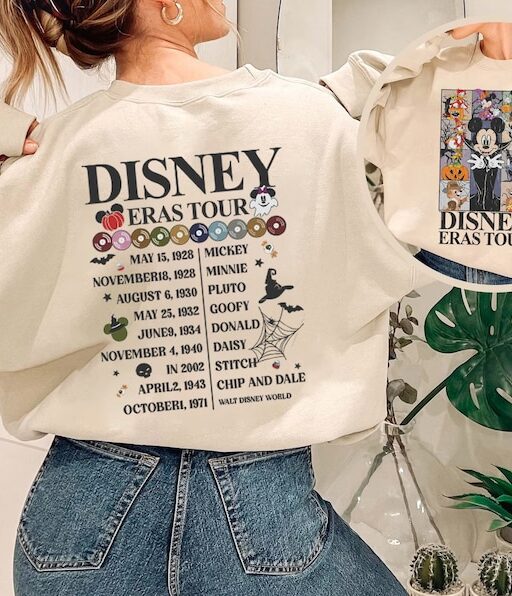 Vintage Disney Eras Tour 2 Sides Shirt, Mickey and Friends Halloween Shirt, Disney Concert Music Shirt, Mickey Eras Tour Shirt, Disney Shirt